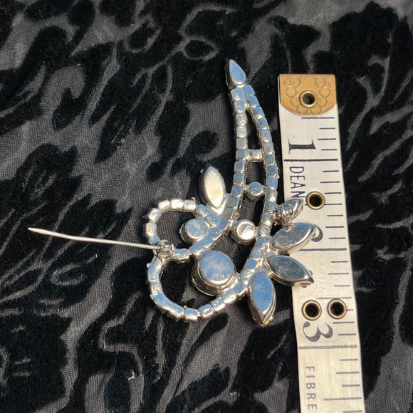 RHINESTONE BROOCH Pin Sparkly 3" Pin Hinge C-Catch - Picture 5 of 7